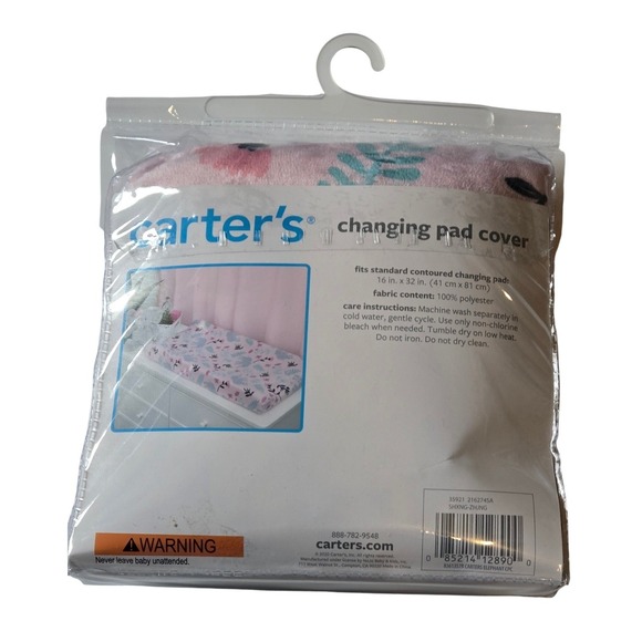 Carter's Elephant Print Changing Pad Cover Pink Floral Baby Nursery 16x32 NIP - Picture 2 of 2